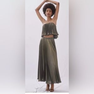 Anthropologie Pleated Metallic Skirt Set (2 piece) Size 10